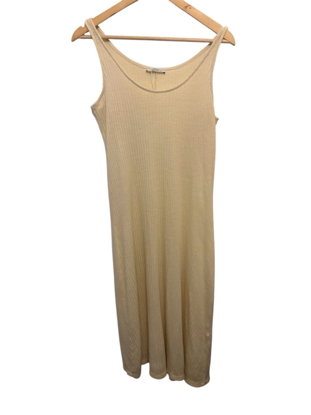 Zara Ribbed Sleeveless Maxi Dress in Beige